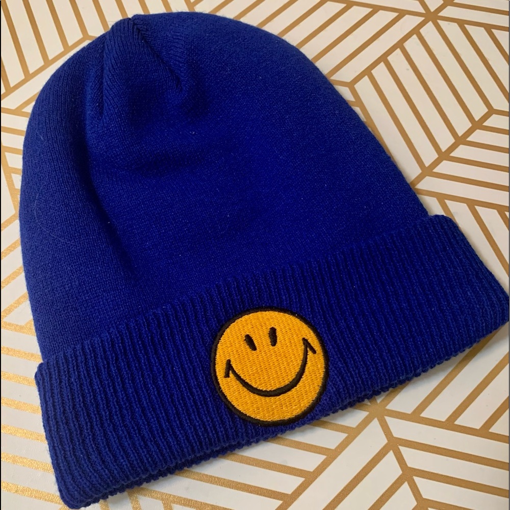 Rad Aviator Nation Embroidered Smiley Face Beanie - Royal Blue - NWT - Picture 4 of 7